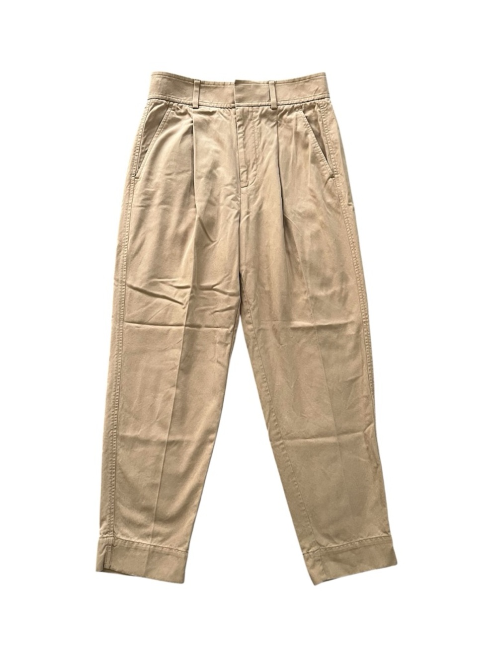 Everlane Khaki High Rise Pleated Ankle Cropped Chino Trouser Pants Size 2